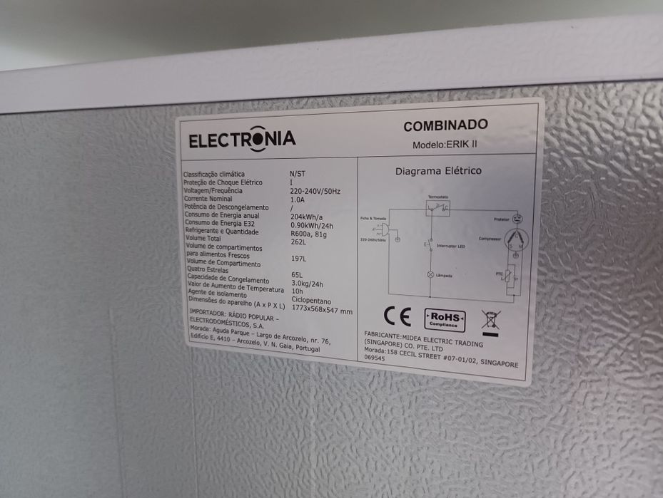 Frigorífico combinado Eletrónica ERIK II