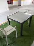 Mesa de jardim, alumínio, extensível, com duas cadeiras
