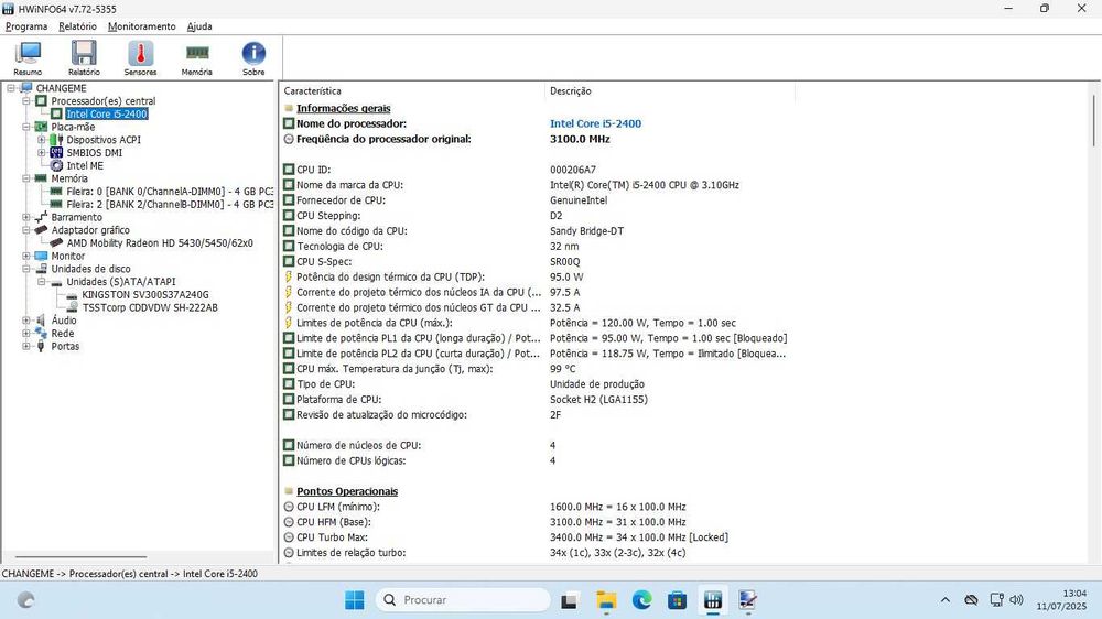 Computador DI i5 com SSD e Windows 11 PRO