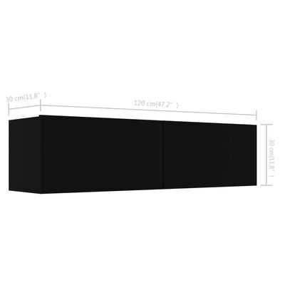 Szafka TV, czarna, 120x30x30 cm, materiał drewnopodobny