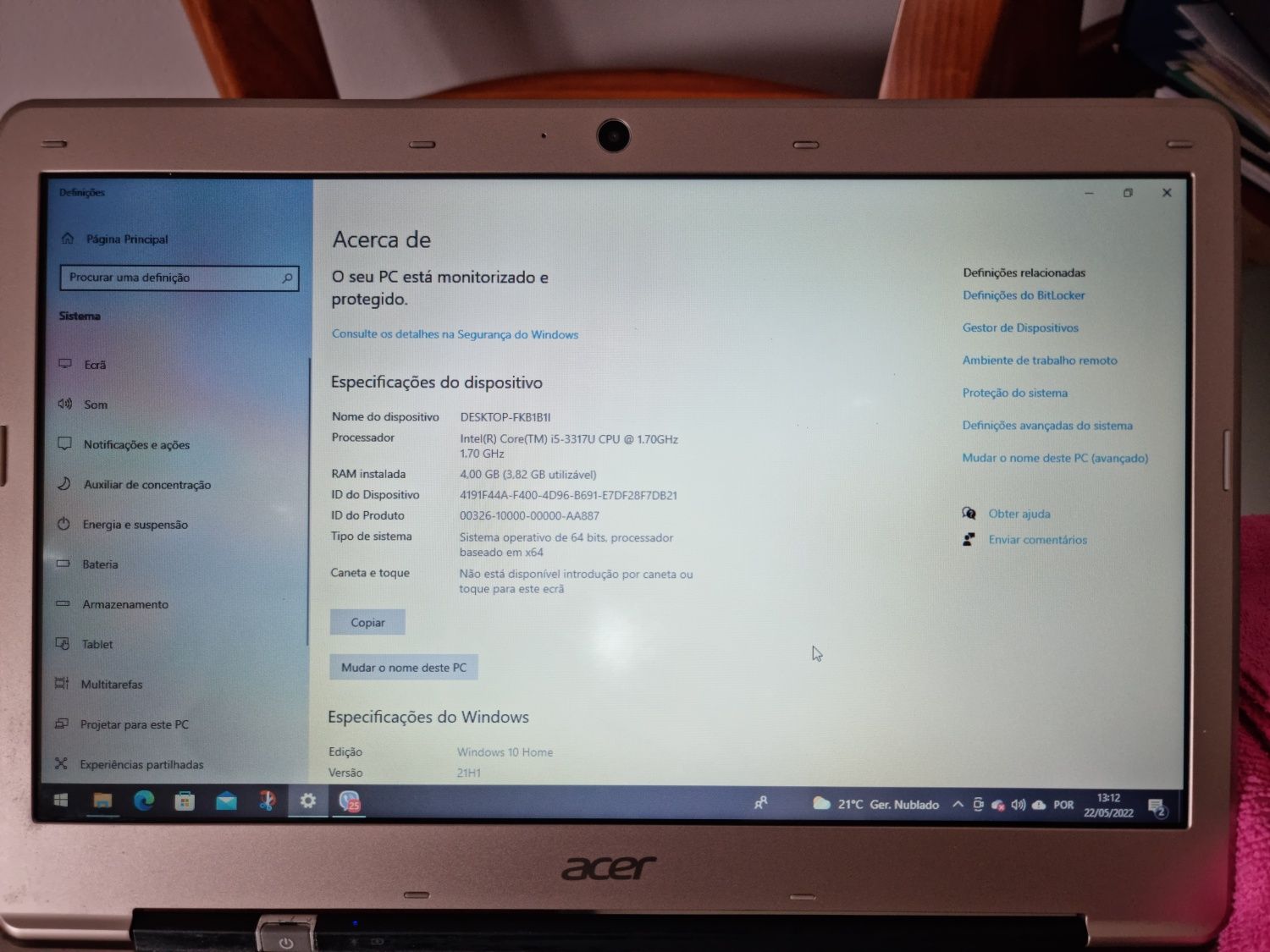 Portátil Acer Aspire S3