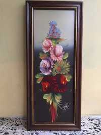 4 Quadros pintados à mão com o tema de flores