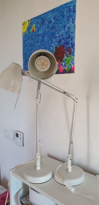 Komplet IKEA 3 szt * 2 lampki + białe regulowane biurko regulo
