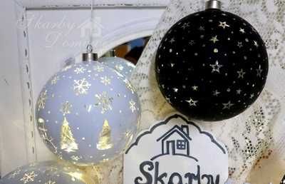 Szklana Kula Led Czarna Gwiazdki baterie zjawiskowa dekoracja święta