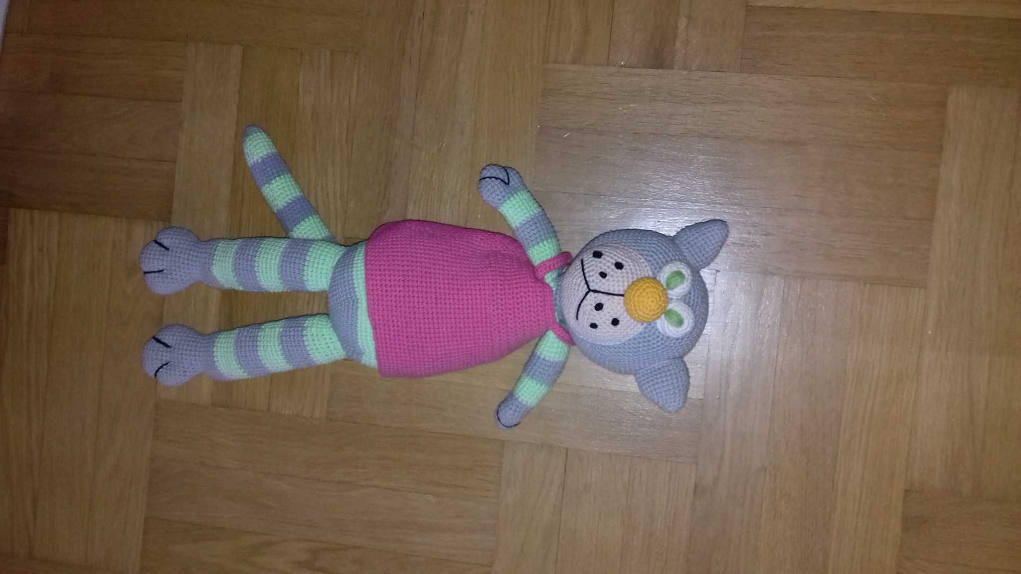 Kot kotka kociak - wielka maskotka lalka szydełkowa 57 cm! handmade