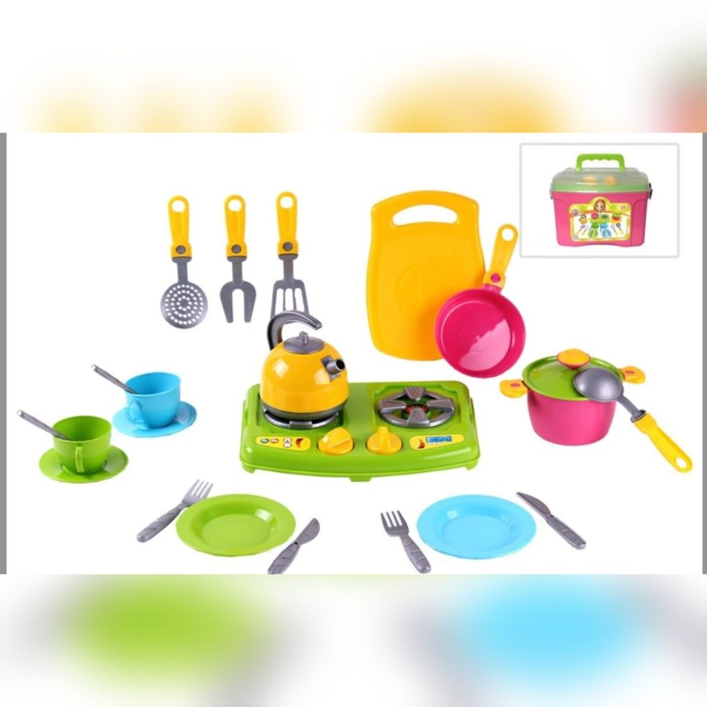 Великий набір дитяча кухня посуд посудка іграшкова плита пічка чайник