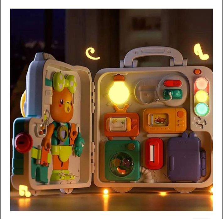 Дитячий бізі борд. Розвиваюча іграшка-валіза. Багатофункіональна