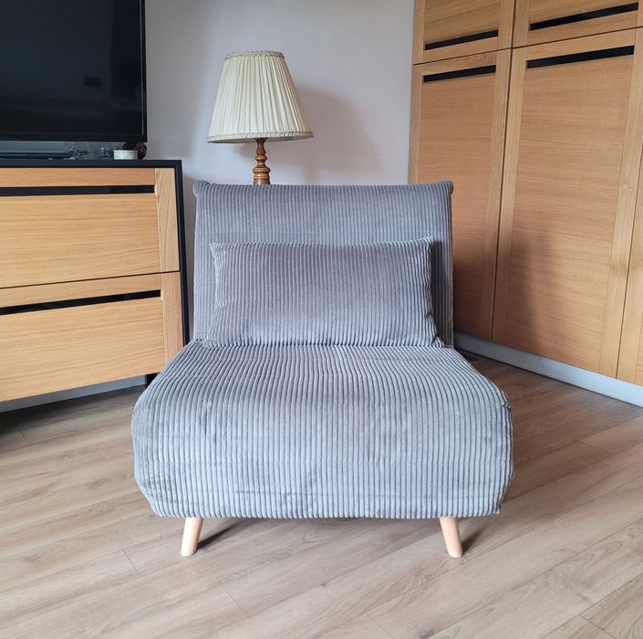 Fotel rozkładany Sofa SOLACE 1-osobowa, z funkcją spania sztruksowa