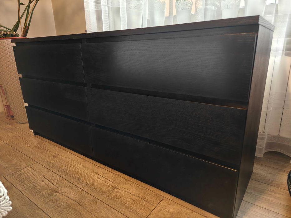 Komoda Ikea Malm 6 szuflad, czarny 160x78cm