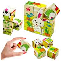 Klocki puzzle drewniane dla dzieci zestaw 15 kompletów NA GIEŁDĘ targ