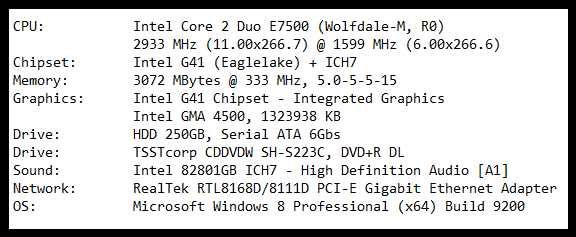 Computador Intel Core 2 Duo E7500