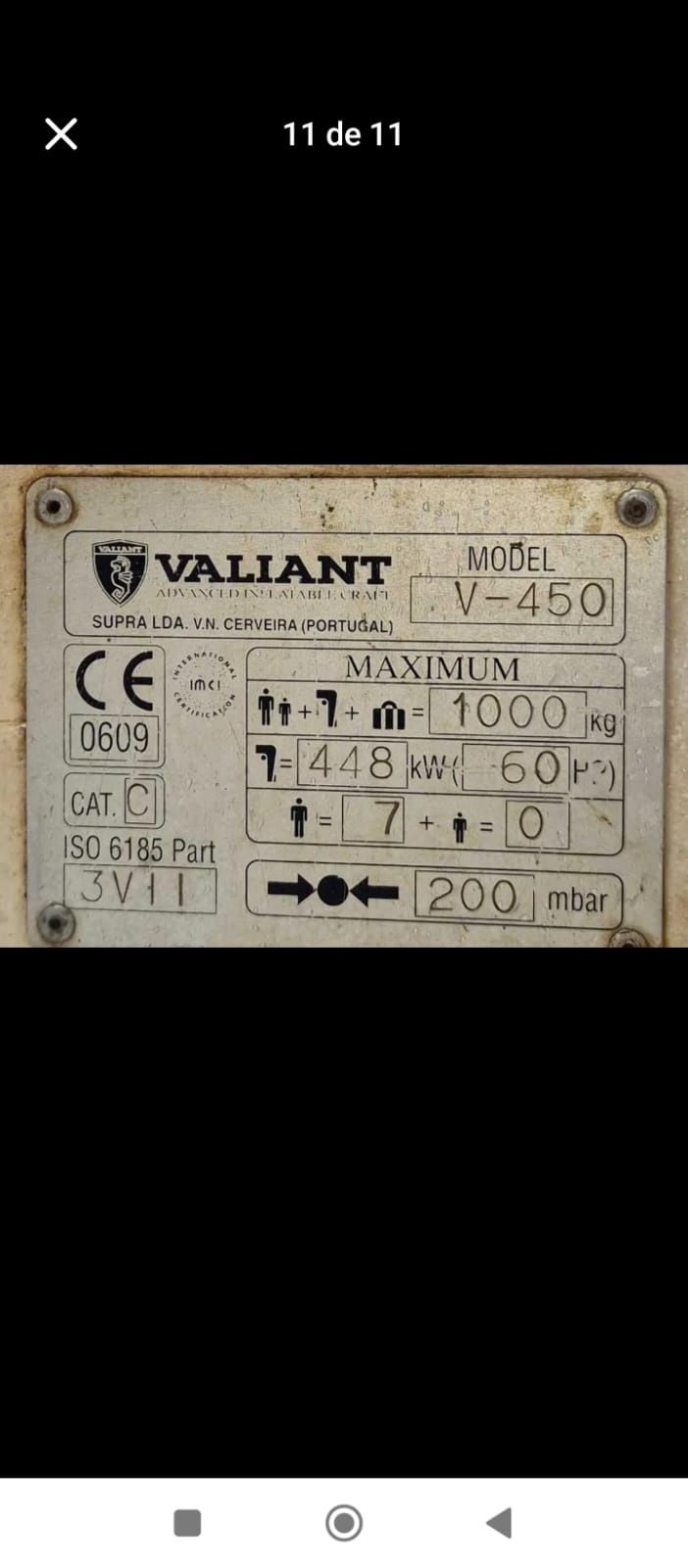 Valliant 450 motor tohatsu 40cv 7 passageiros