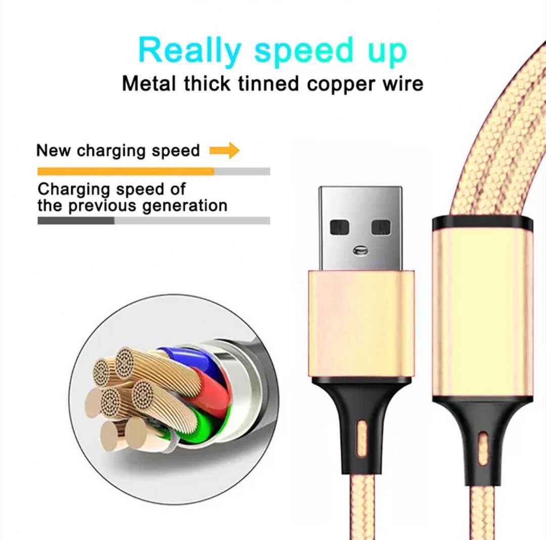 Kabel ładujący 3w1 Micro USB C Lightning 1,2m