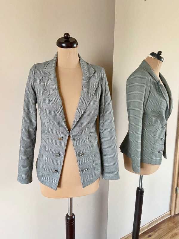 38 36 żakiet marynarka blazer krata dopasowana skrojona basic lipsy