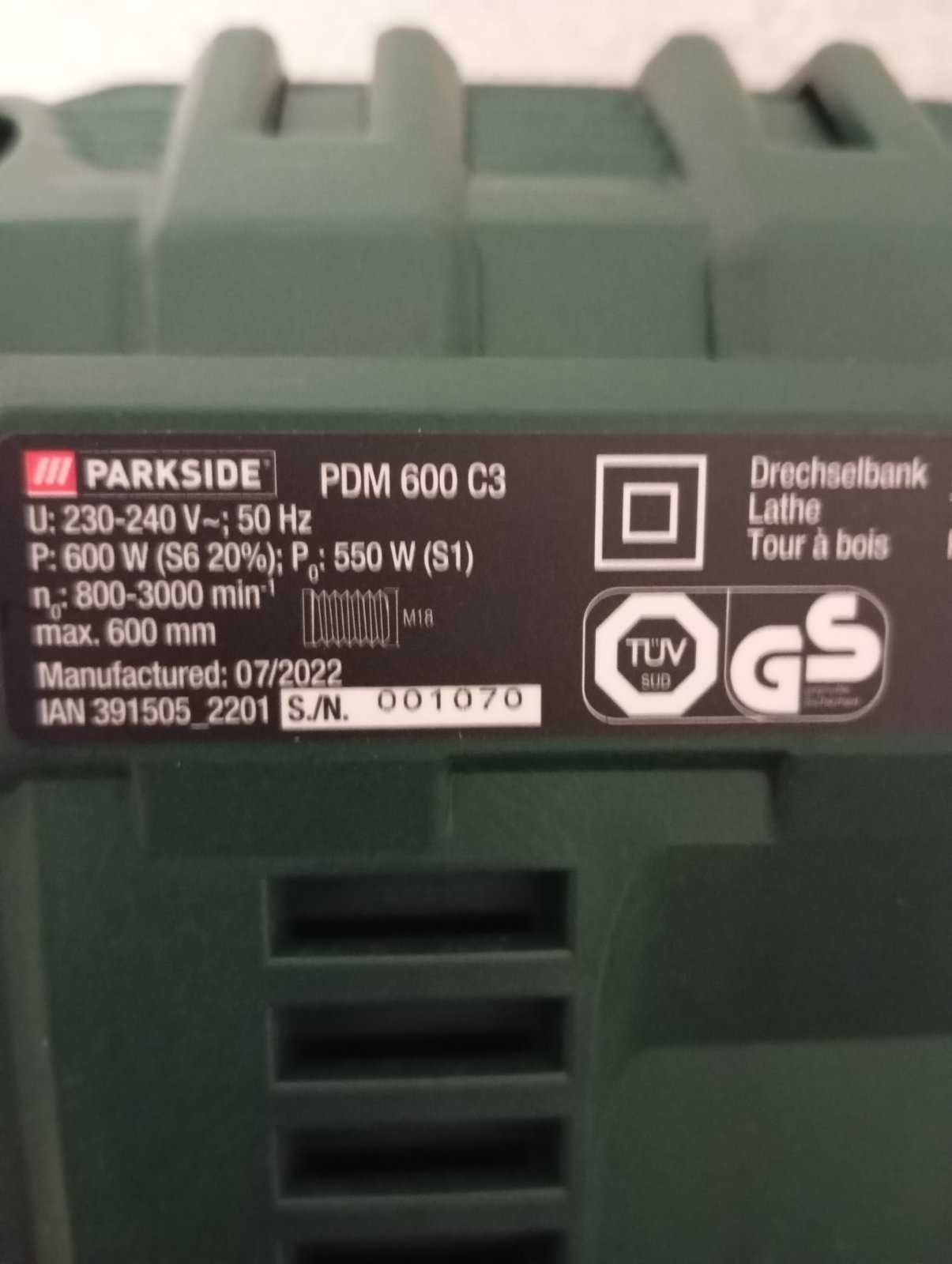 Токарний верстат по дереву  Parkside PDM 600 C3