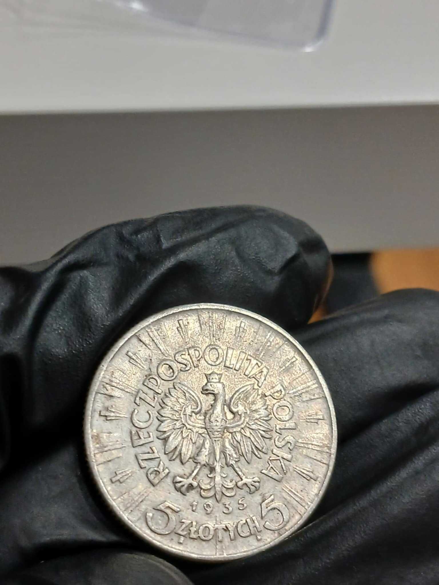 Srebrna Moneta II RP 5 zł Piłsudski 1935 rok pamiątka