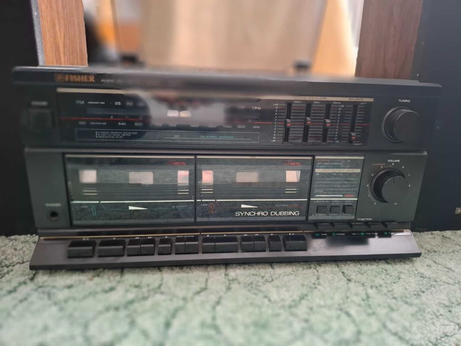 Gramofon / radio / magnetofon Vintage marki Fisher z 2 kolumnami