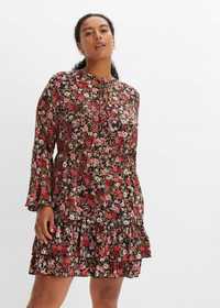 B.P.C sukienka szyfonowa z falbami w kwiaty ^46