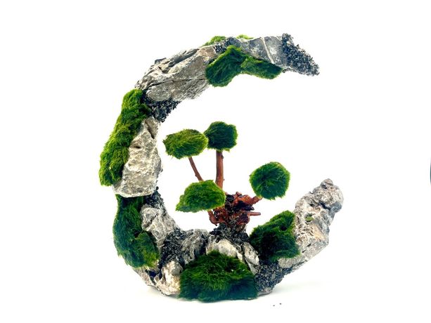 Piękna Ozdoba Aranżacja do Akwarium Księżyc Bonsai