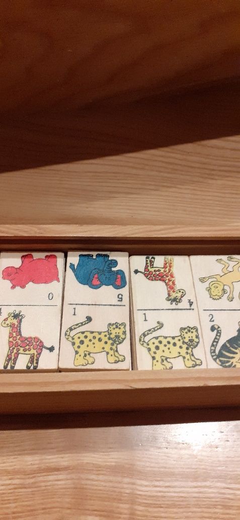Domino dla dzieci domino zwierzęta domino drewniane
