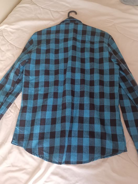 Camisa Quadrados Azul Preta