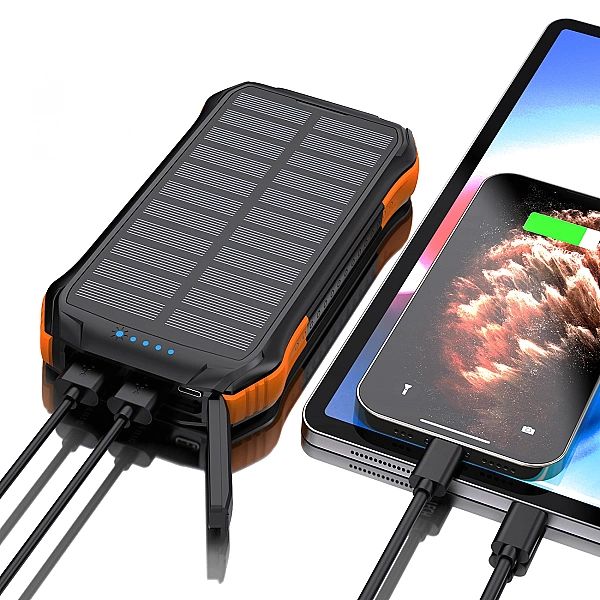 Powerbank Choetech B658 solarny 10000mAh 2x USB-A - czarno-pomarańczow