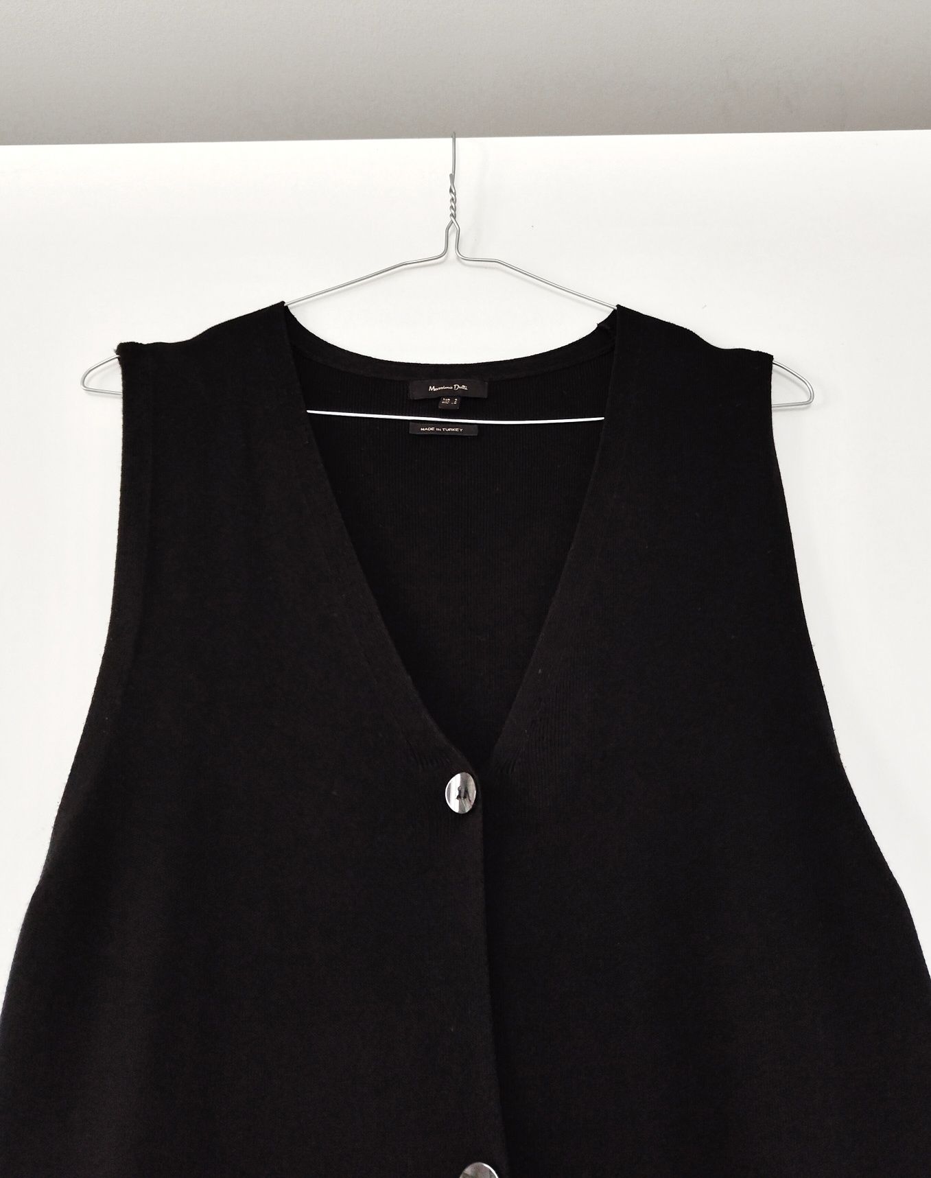 Kamizelka Massimo dutti 36 S czarna dzianinowa wiskozowa przedłużana