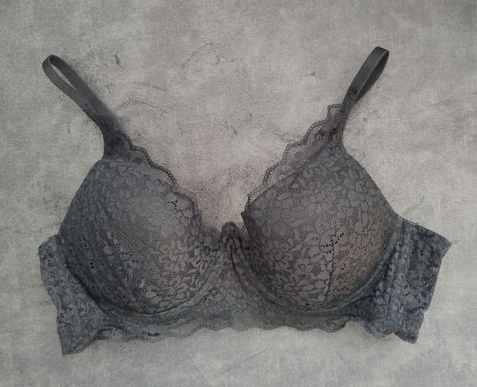 Stanik czarny, gorset, push-up, 75B, bardzo seksowny koronkowy stanik