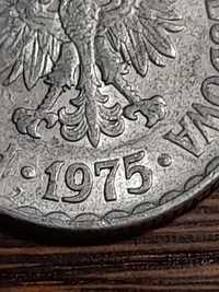 Dwie monety 1 zł 1975 r. bez znaku menniczego PRL