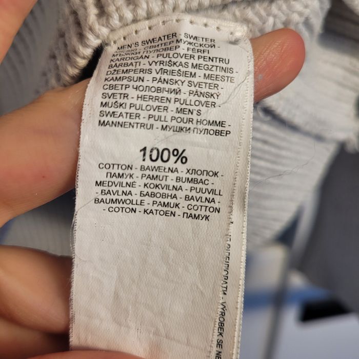 Sweter męski z łatami reserved M L szary jasny bawełna