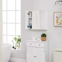 Szafka łazienkowa z lustrem i regulowaną półką biała VASAGLE