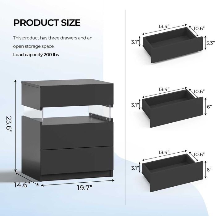Nowy stolik nocny /czarna szafka / półka / nakastlik / szuflada !N247!