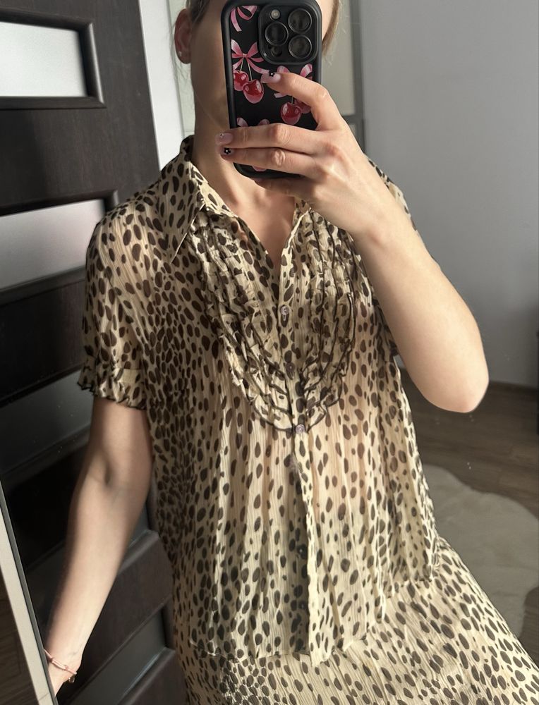 Komplet letni szyfonowy panterka spódnica maxi+bluzka Gerry Weber