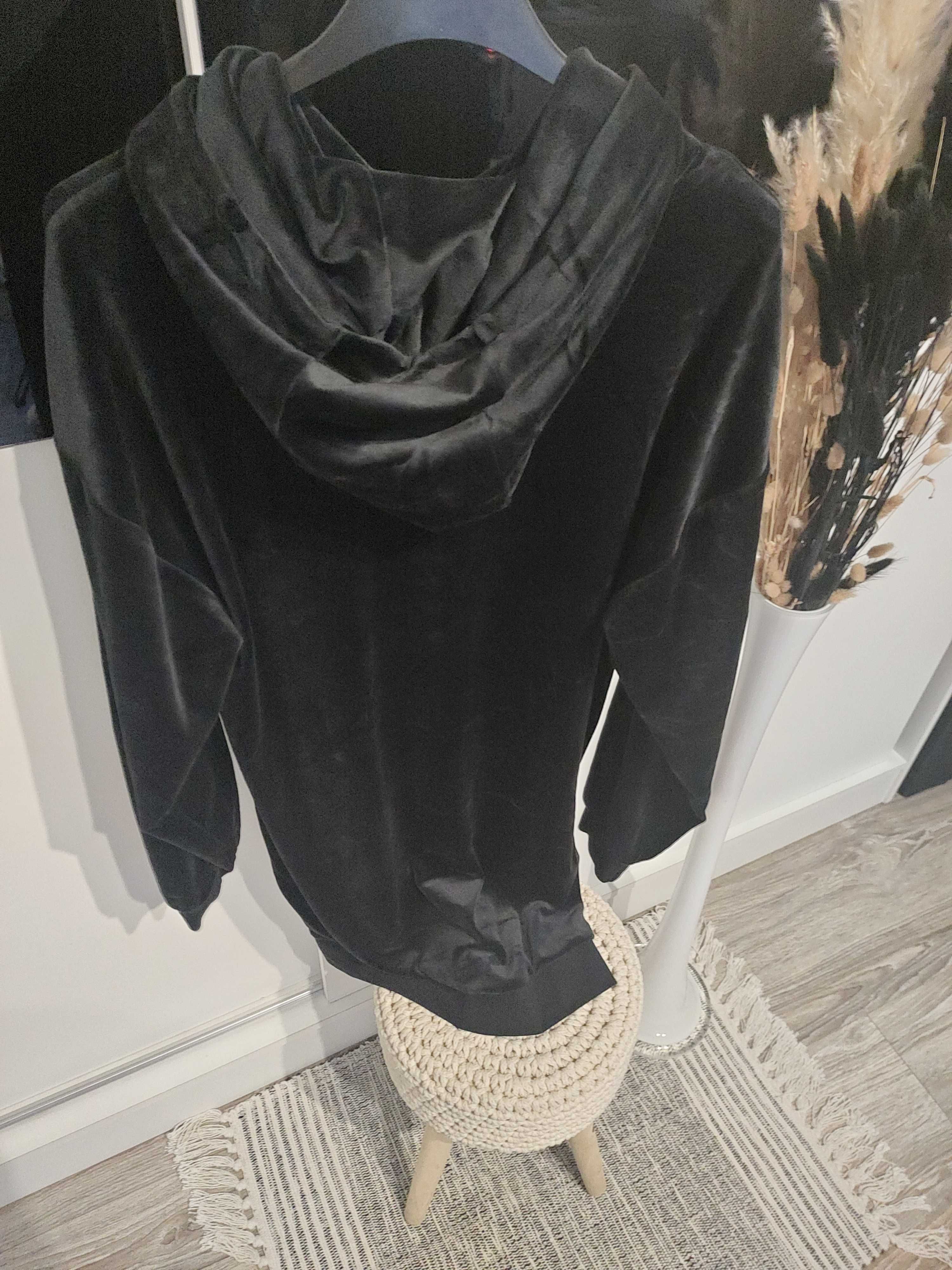 Sukienka bluza tunika welurowa czarna z kapturem u.s. polo assn.