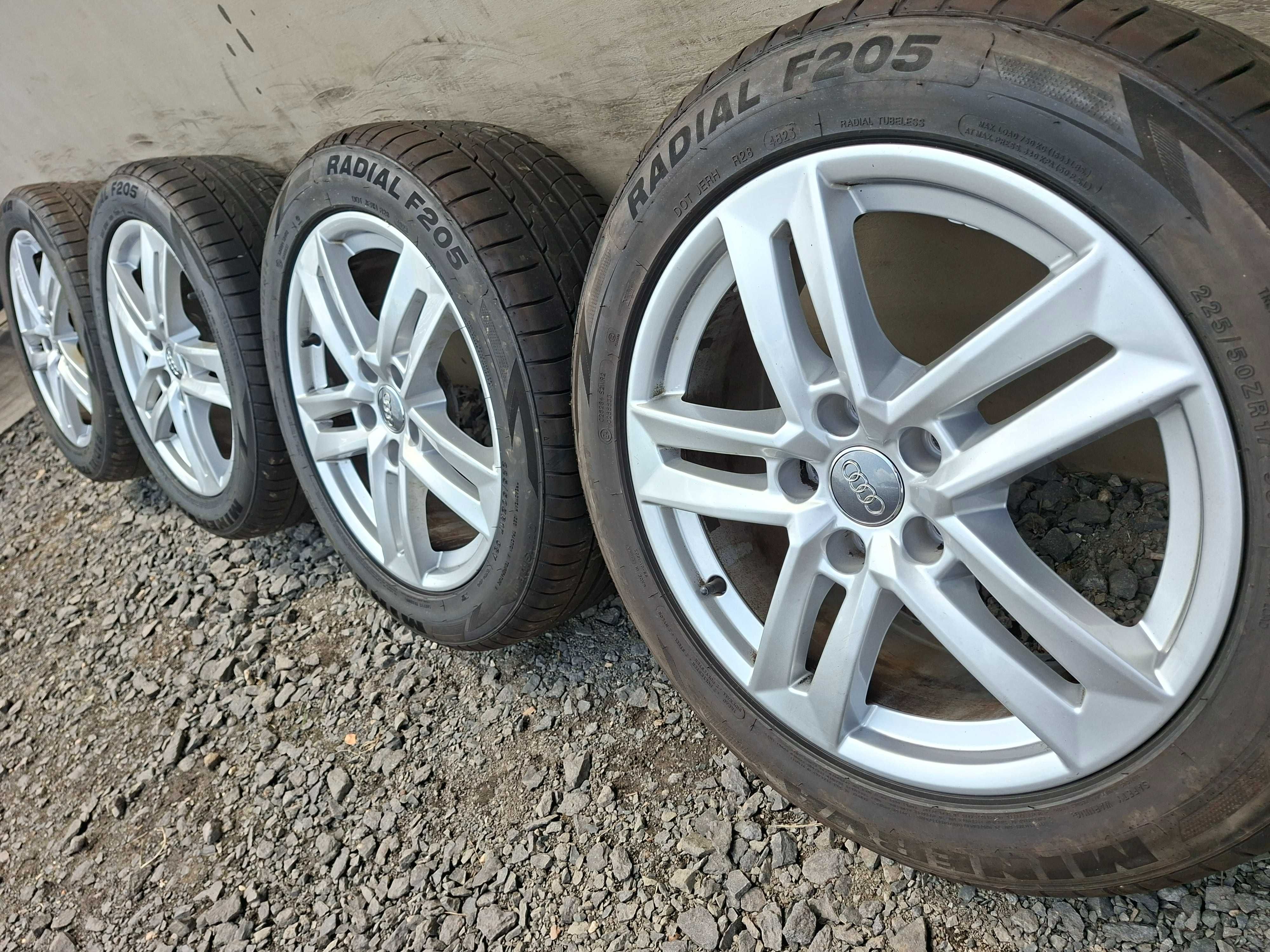 K44 Koła LETNIE,ALUFELGI 17 5x112 ORYGINAŁ AUDI A4 B8,B9,A6 C6+225/50