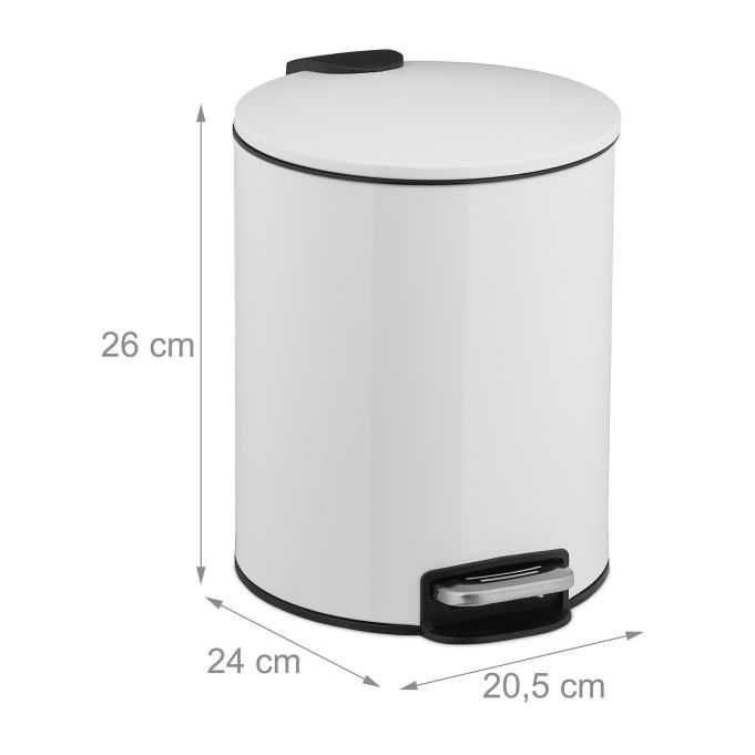 Mały metalowy kosz na śmieci BIAŁY pojemnik na odpady higieniczne 5 L.