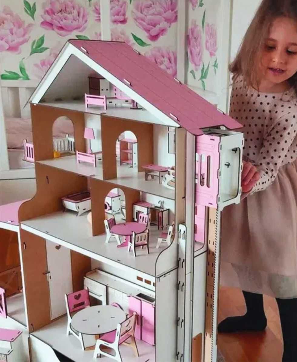Великий будинок іграшковий барбі і лол меблі ліфт Ляльковий будиночок