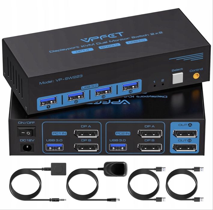 Przełącznik Switch 2x2 HDMI USB 3.0 8K/60Hz 4K 120Hz