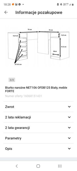 Biurko biale narożne