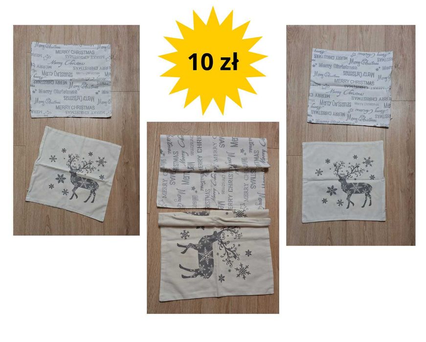 Świąteczne poszewki dekoracyjne z zamkiem – kolor ecru