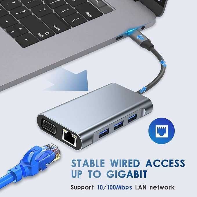 hub usb c adapter 7 w 1 z 4K stacja dokująca vv