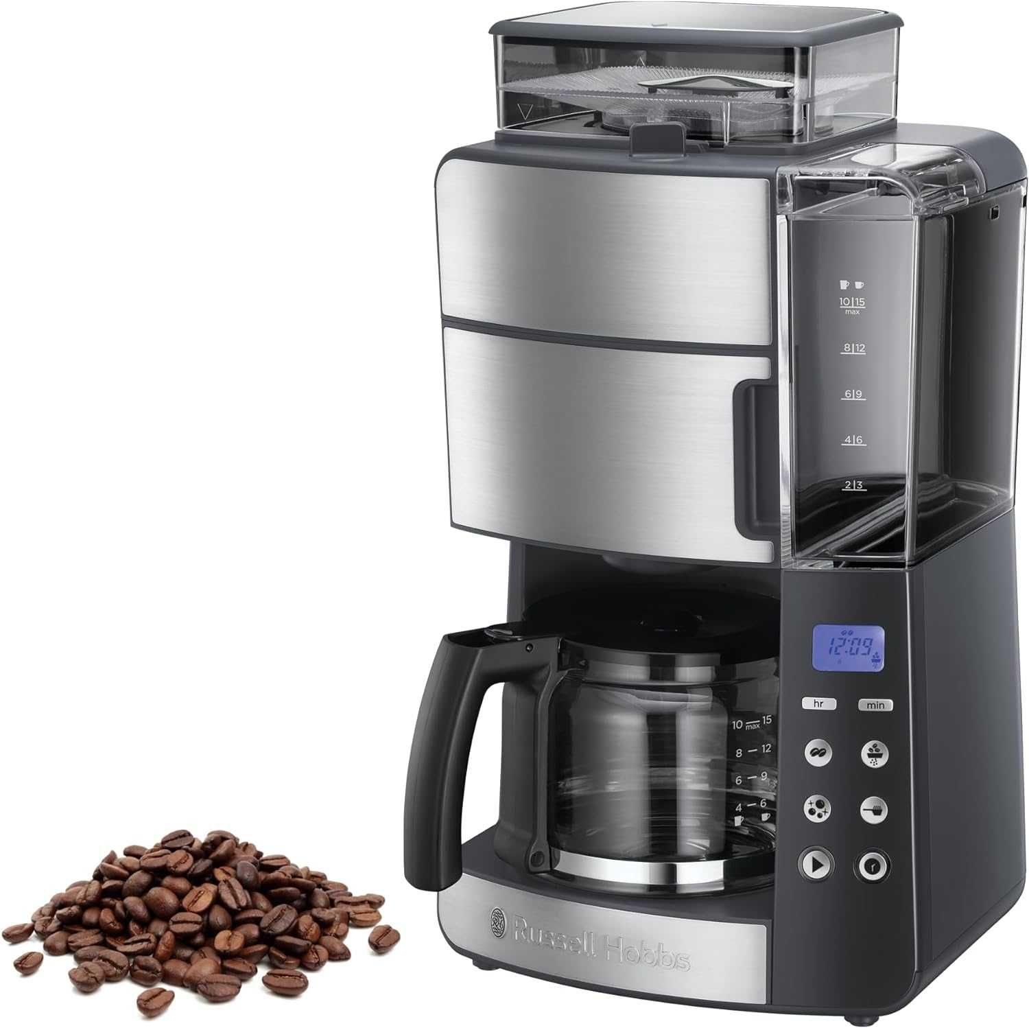 Ekspres przelewowy Russell Hobbs Grind & Brew 1,25 l srebrny/szary