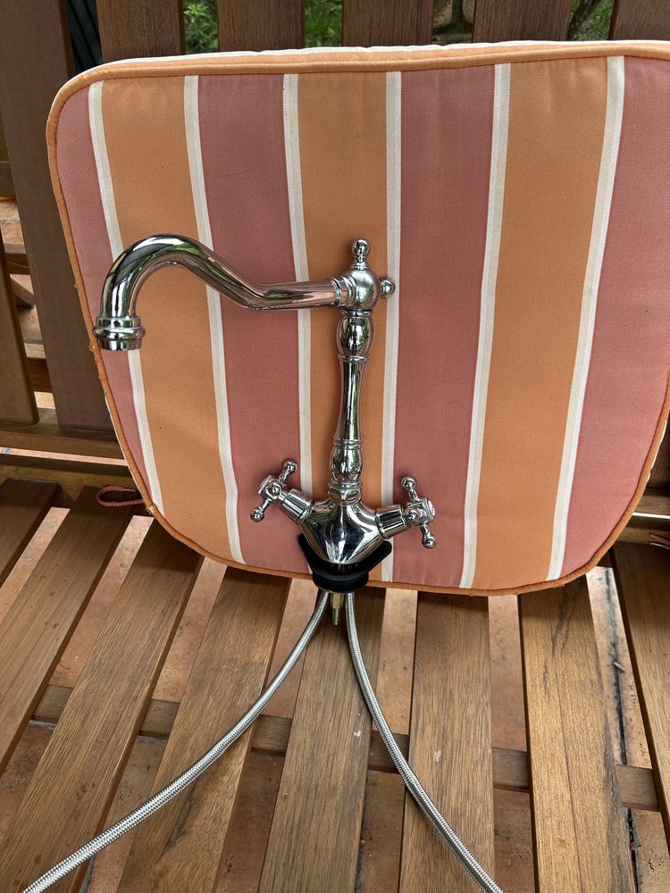 Bateria kuchenna lazienkowa retro vintage art deco loft chrom srebrna