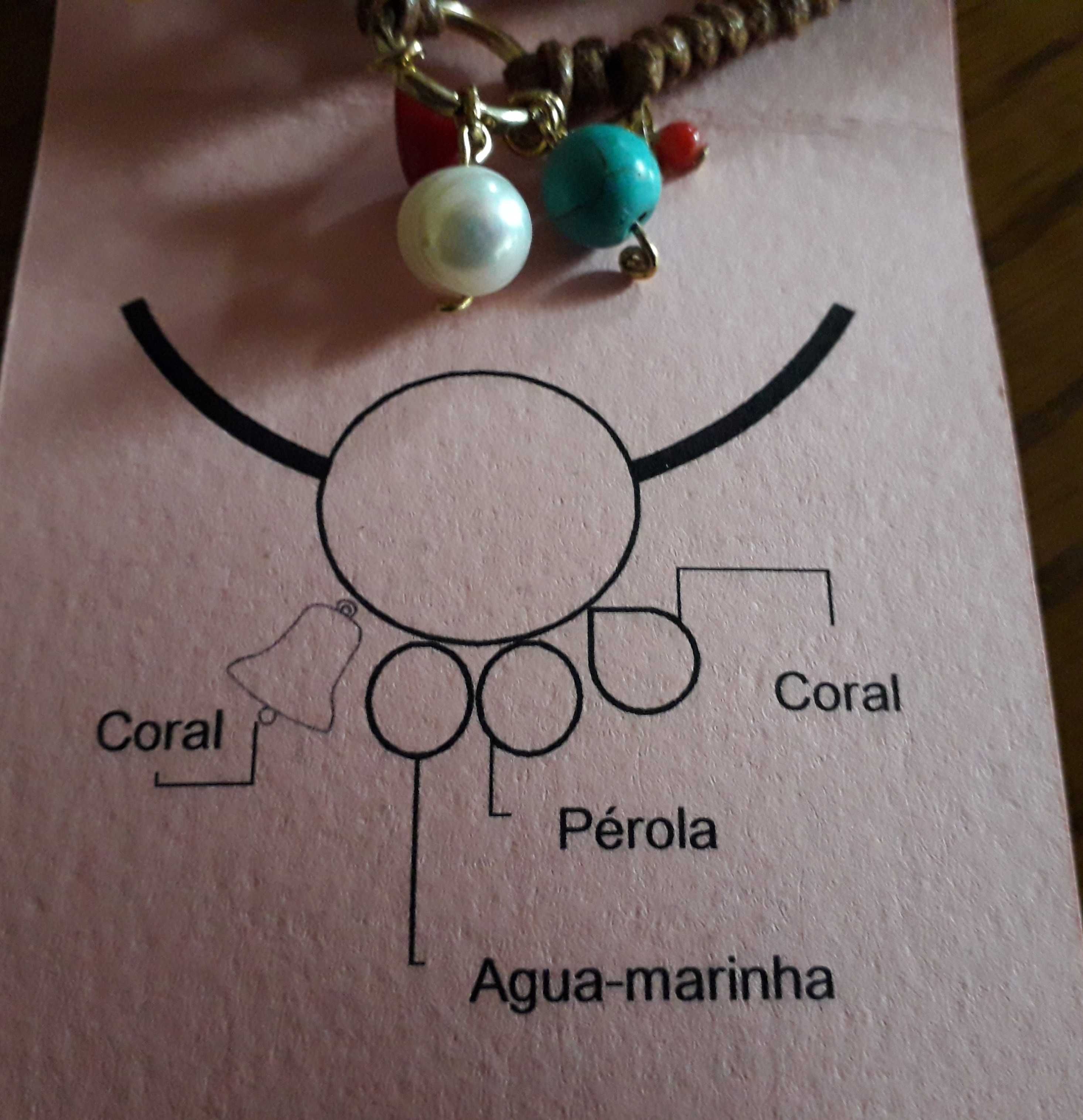 Colar e Pulseira Pedras Naturais, Artesanato Manual