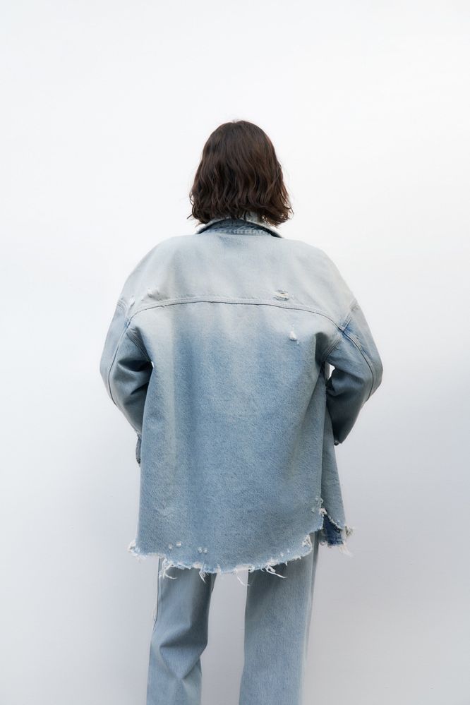 Оверсайз джинсова куртка zara, колекція 2023, розмір l (Xl)