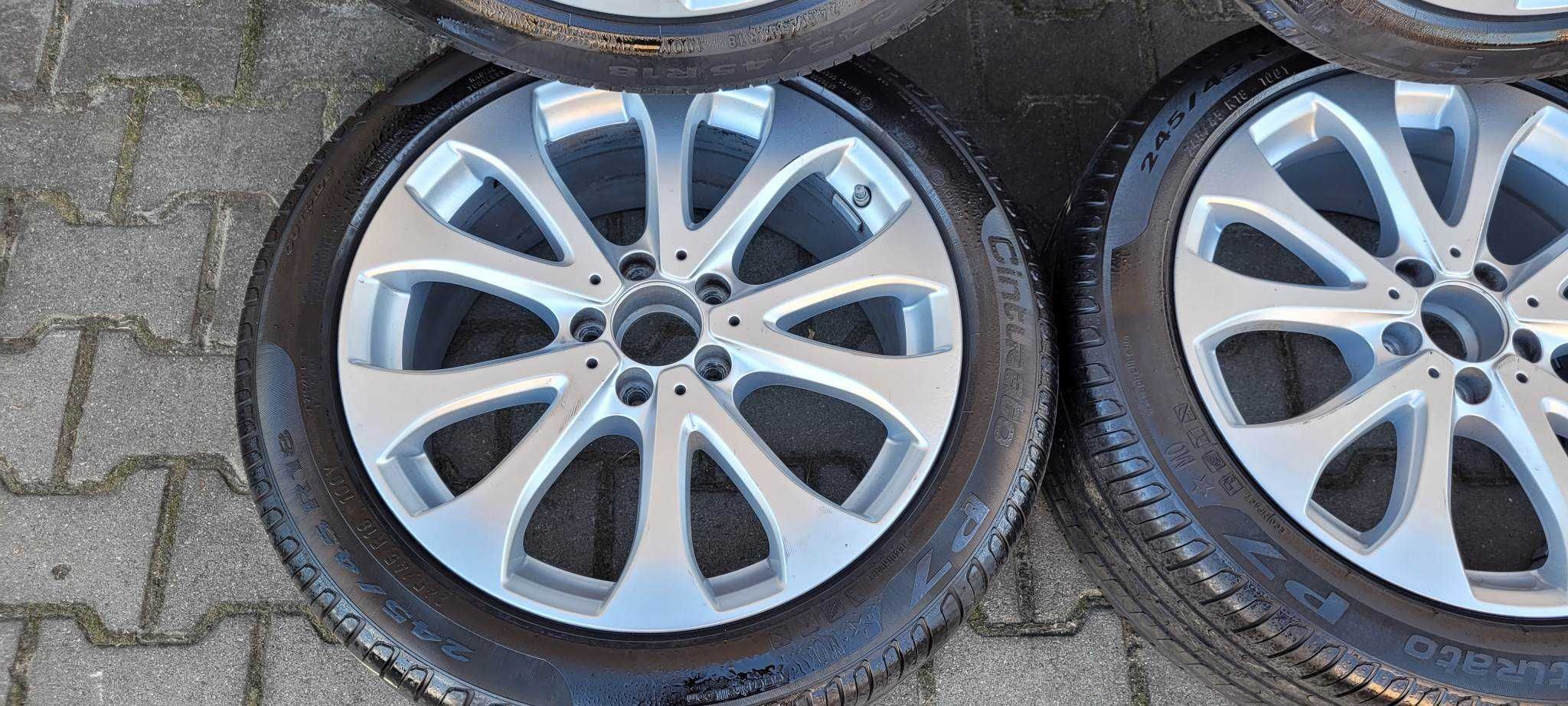 Alufelgi MERCEDES 5X112 z oponami 245/45 R18 lato czujniki powietrza