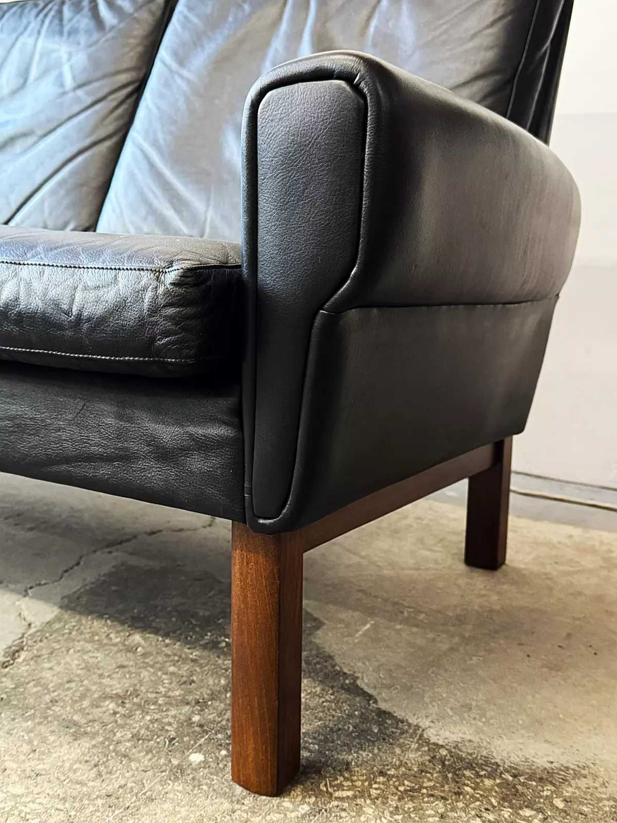 Sofa skórzana 3 os., Dania lata 60/70, vntg, mid-c modern