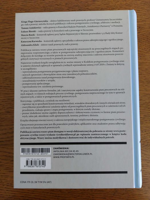 Wzory pism procesowych w sprawach cywilnych i rejestrowych