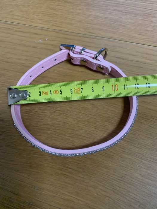 Coleira rosa com brilhantes para cao pequeno nova