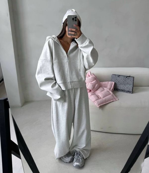 Жіночий Широкій Костюм Двійка Кофта(Зіпка)+Штани(Вільного Кроя)